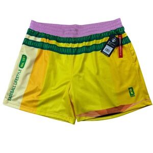 Baseball Lifestyle 101 Crayon Box Mesh Athletic Shorts Yellow Mens XL New Tag